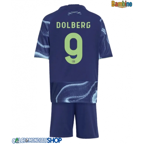 Maglie da calcio Ajax Kasper Dolberg #9 Seconda Maglia Bambino 2025-26 Manica Corta + Pantaloni corti)